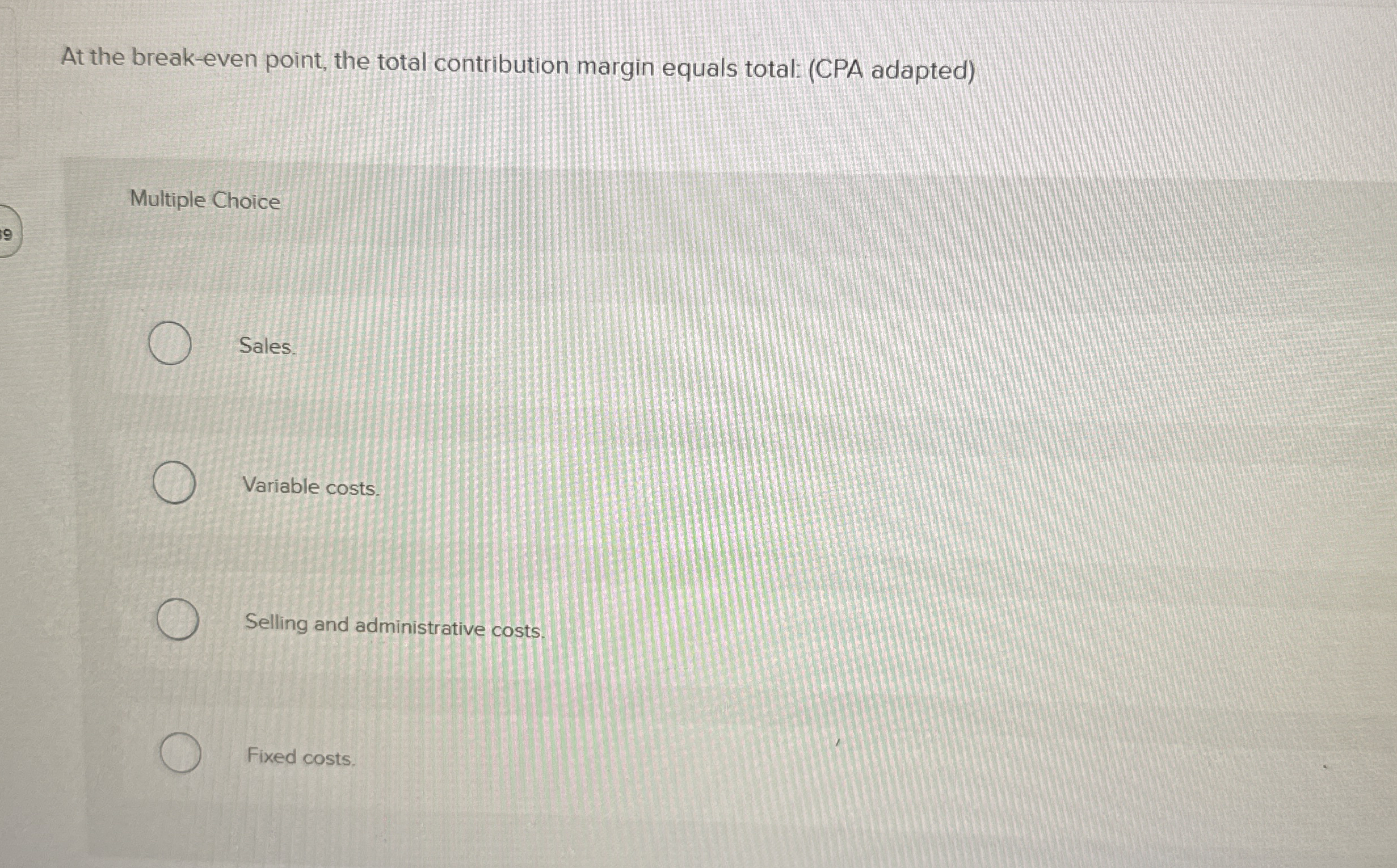 At the break - even point, the total contribution