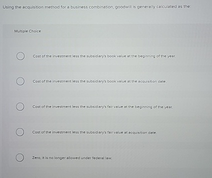 Using the acquisition method for a business