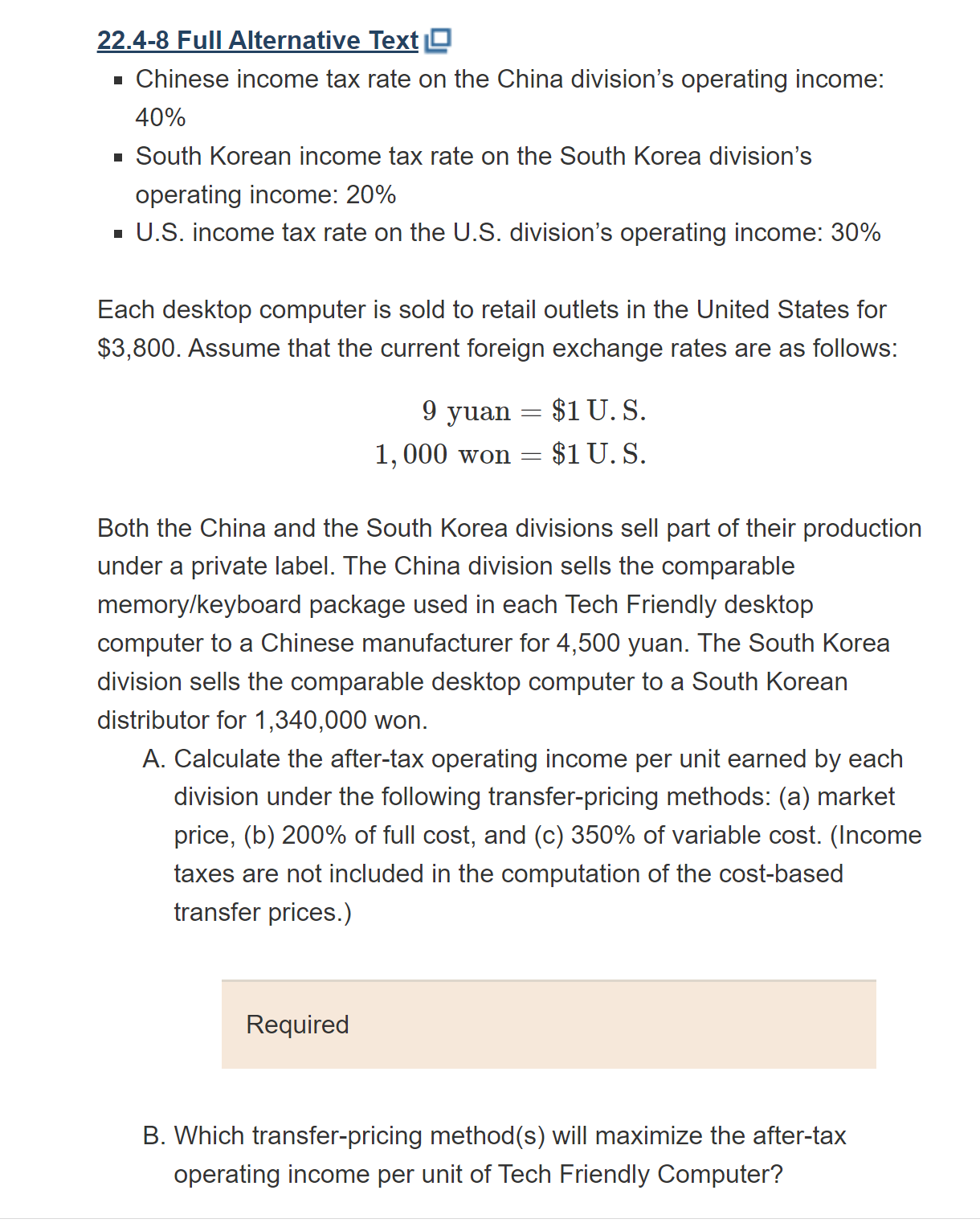 22-20 Multinational transfer pricing, effect of