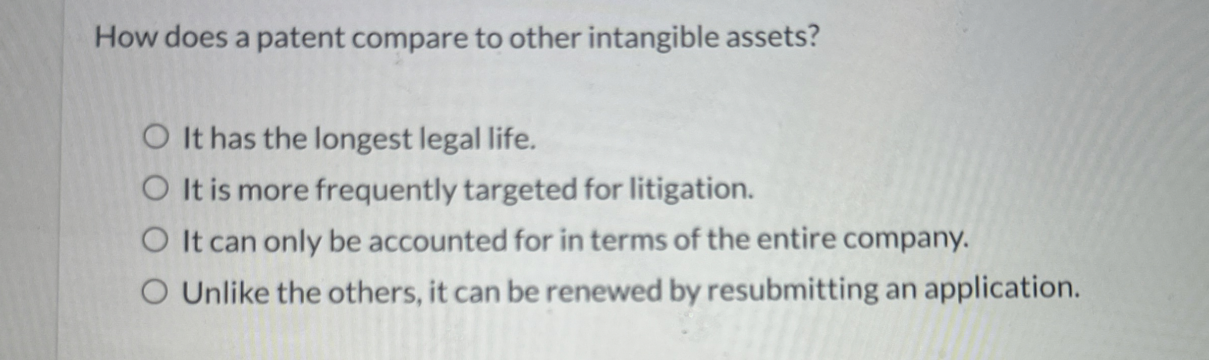 How does a patent compare to other intangible