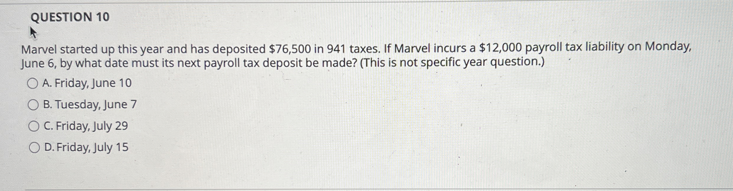 QUESTION 1 0 Marvel started up this year and has