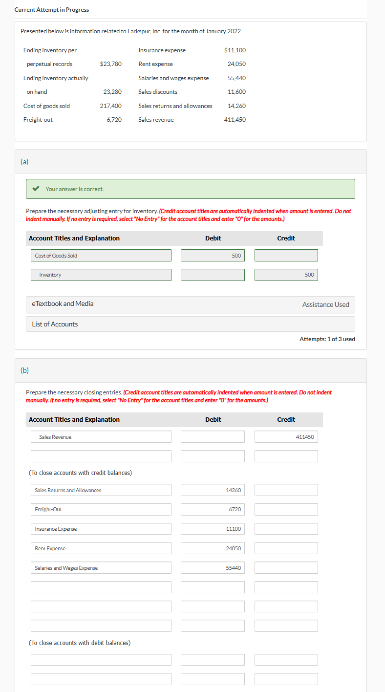 Current Attempt in Progress Presented below is