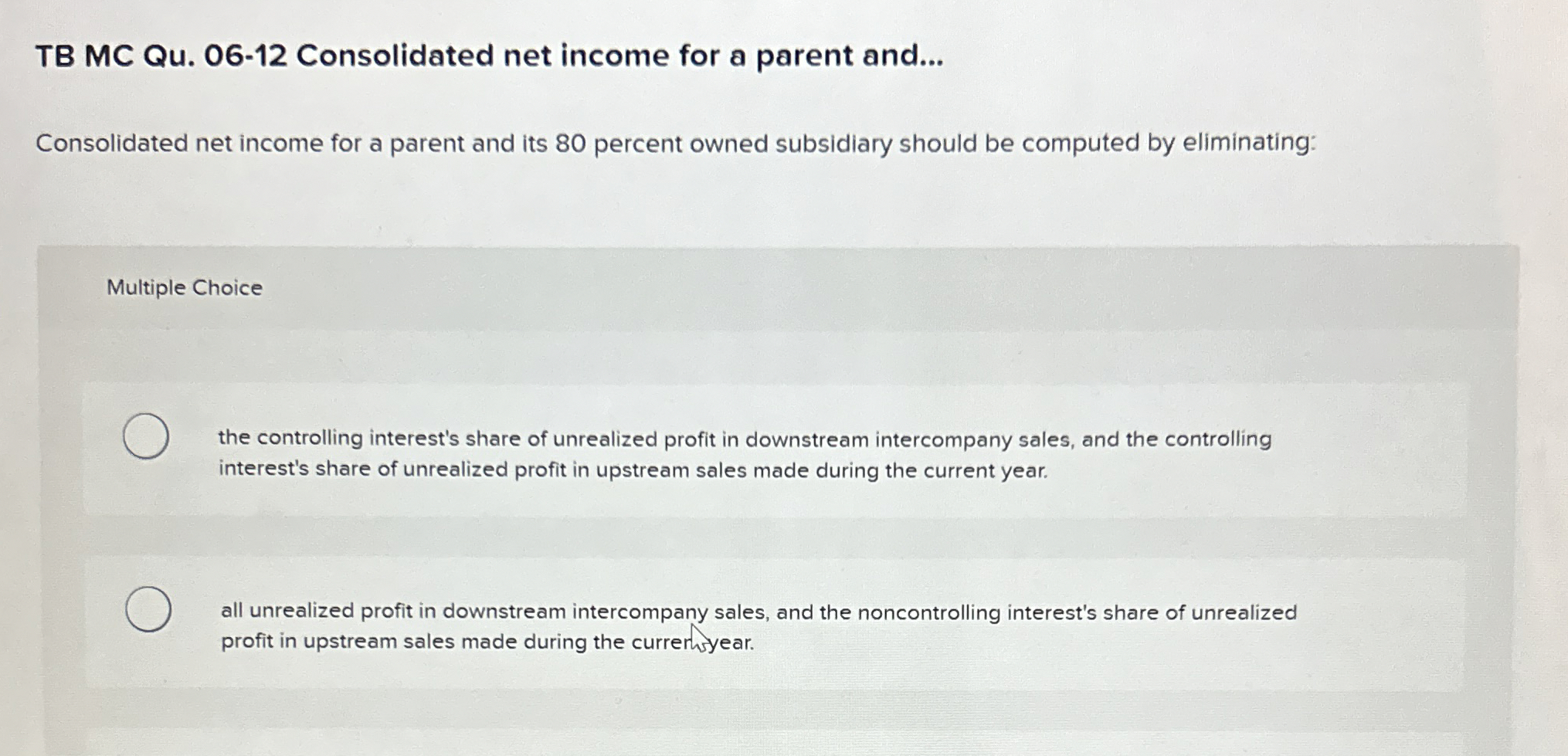 TB MC Qu . 0 6 - 1 2 Consolidated net income for