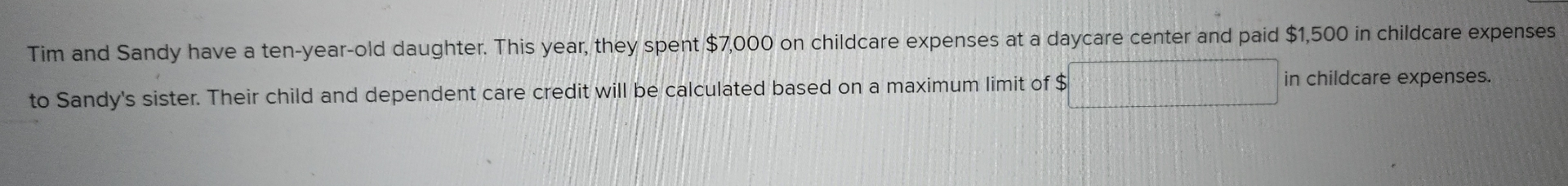 Tim and Sandy have a ten - year - old daughter.