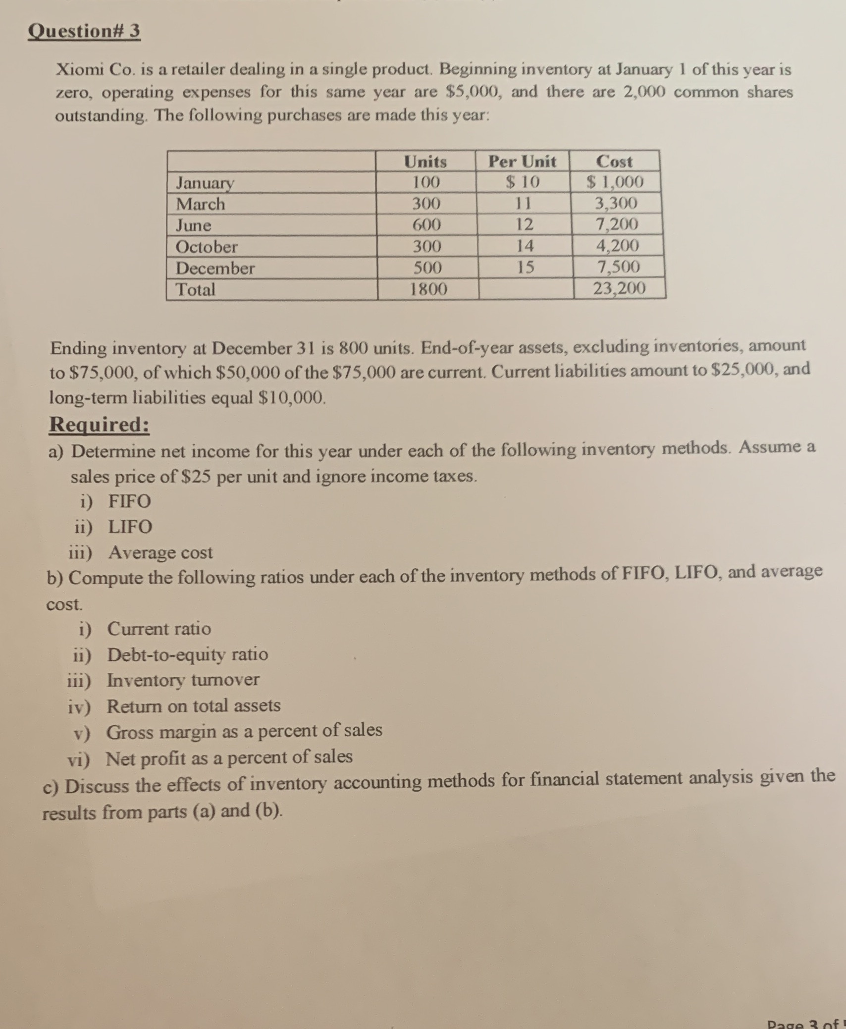 Financial statement analysis course Question# 3