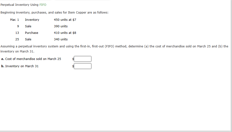 Perpetual Inventory Using FIFO Beginning