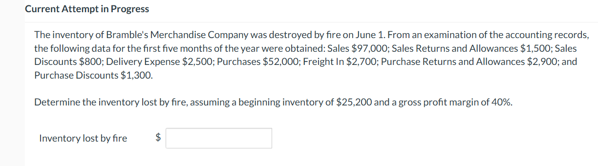 Current Attempt in Progress The inventory of