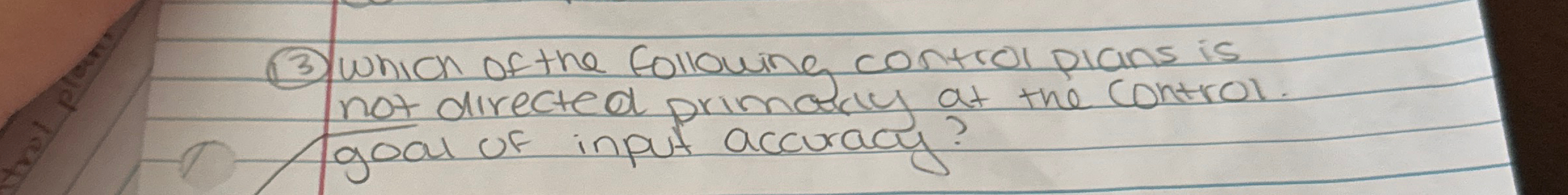 ( 3 ) Which of the following control plans is not