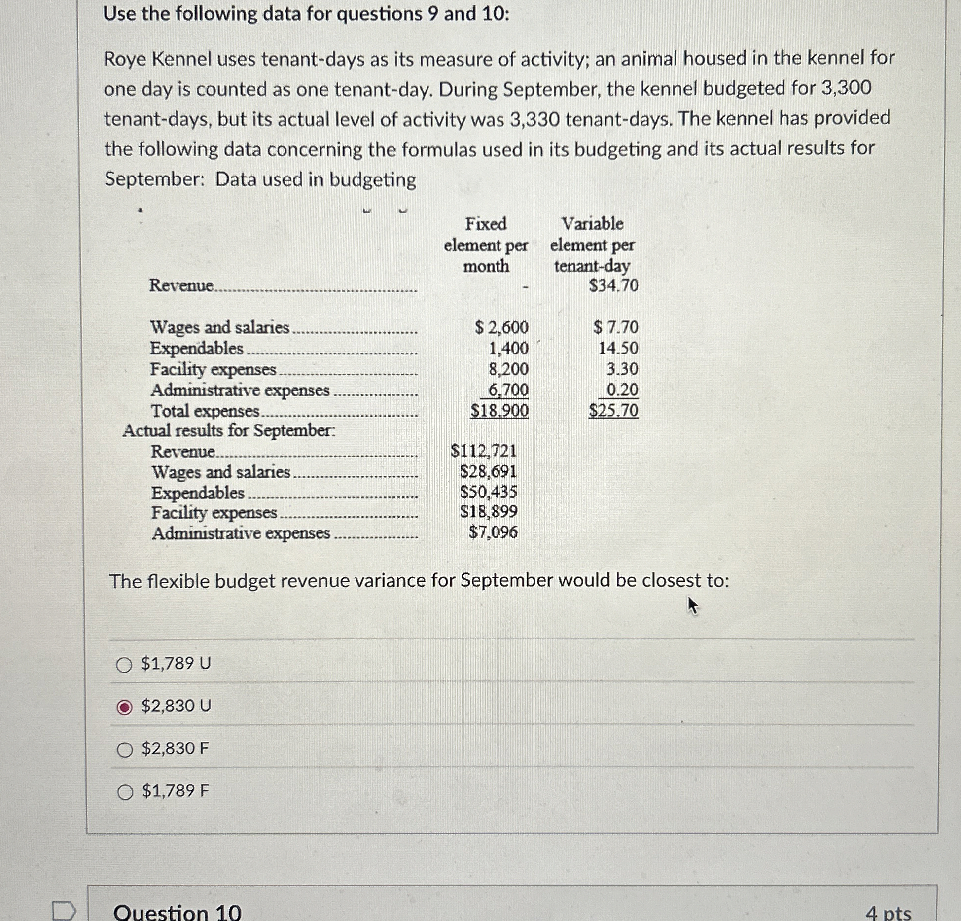 Use the following data for questions 9 and 1 0 :