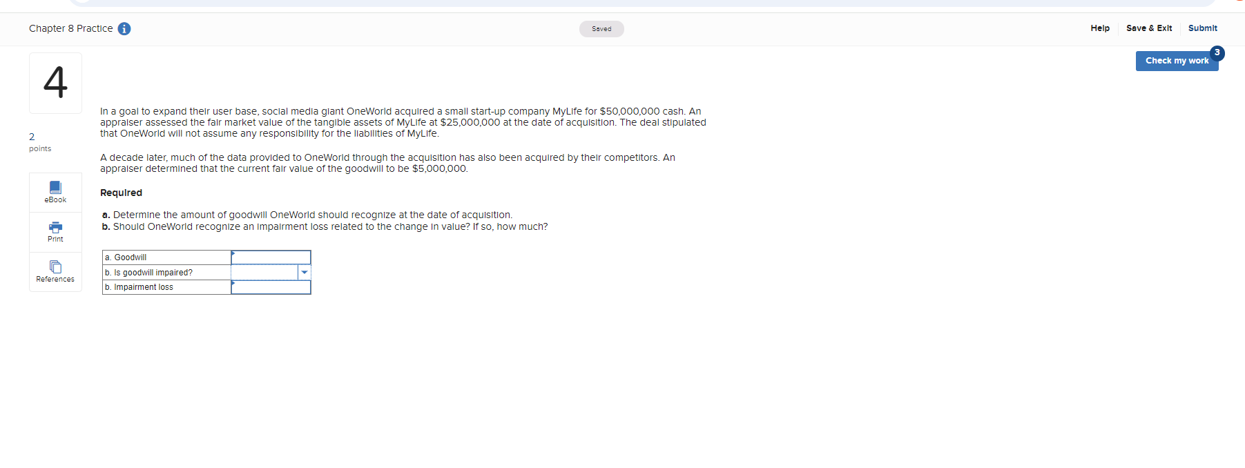 Chapter 8 Practice @@ 2 points eBook Prnt Mix &