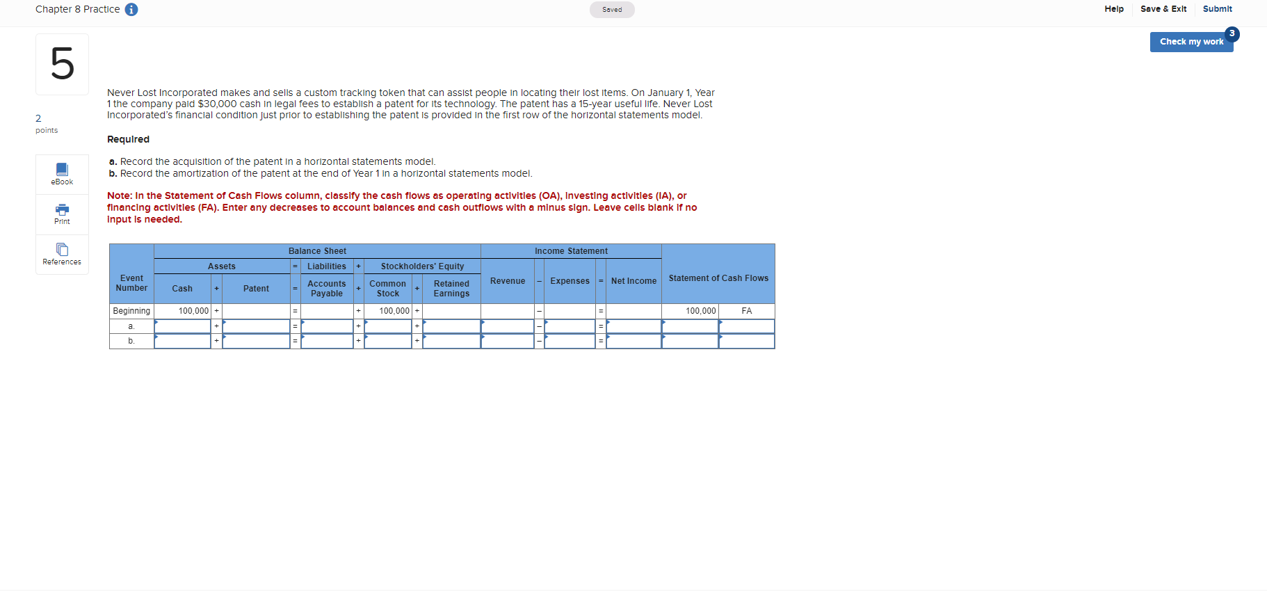 Chapter 8 Practice @@ 2 points eBook Prnt Mix &