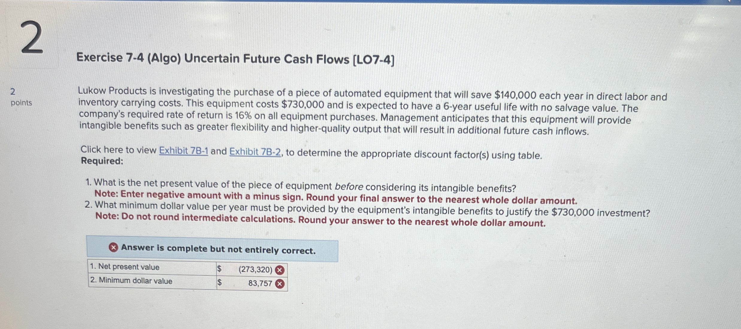 2 Exercise 7 - 4 ( Algo ) Uncertain Future Cash
