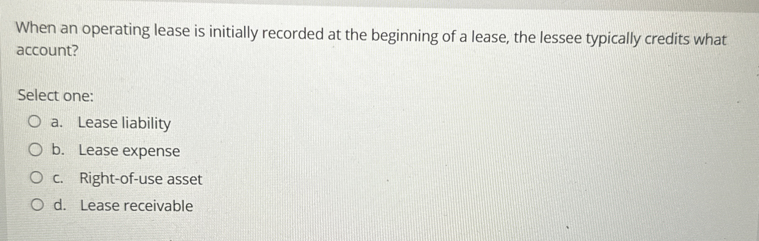 When an operating lease is initially recorded at