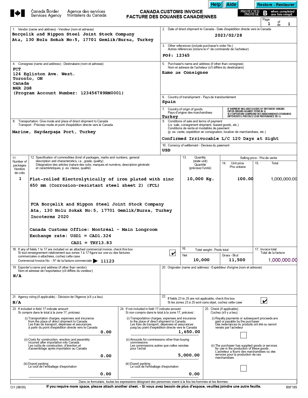 Canada Border Agence des services CANADA CUSTOMS