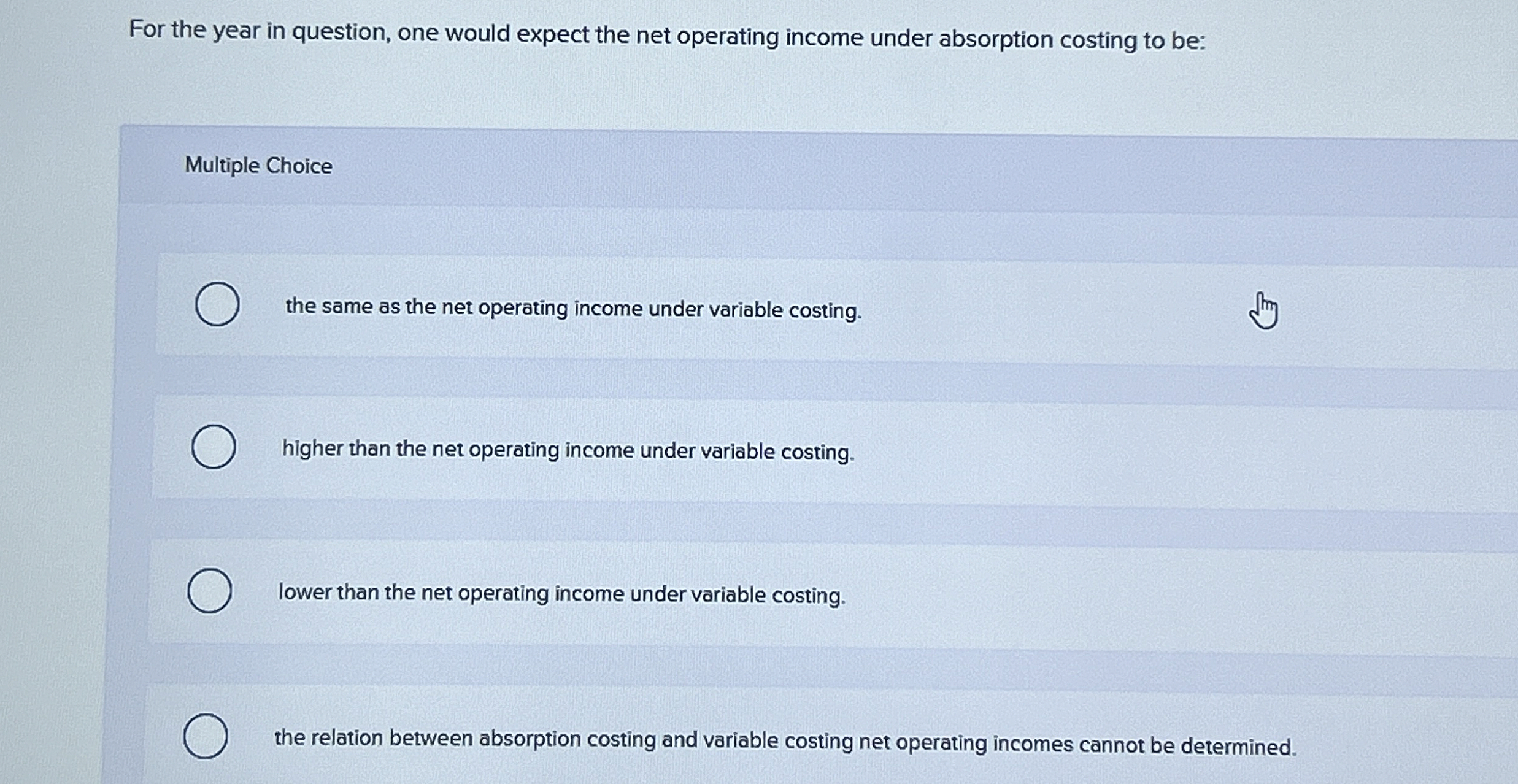 For the year in question, one would expect the