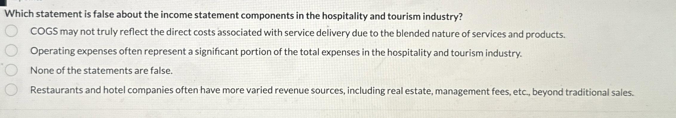 Which statement is false about the income