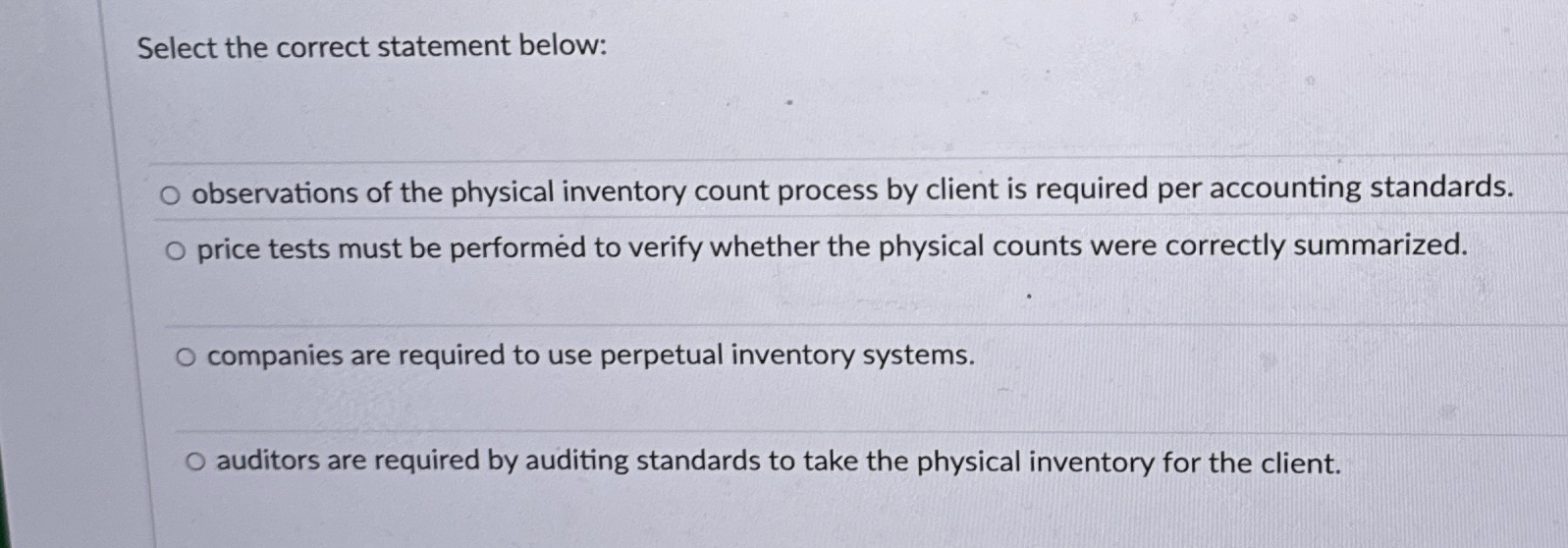 Select the correct statement below: observations