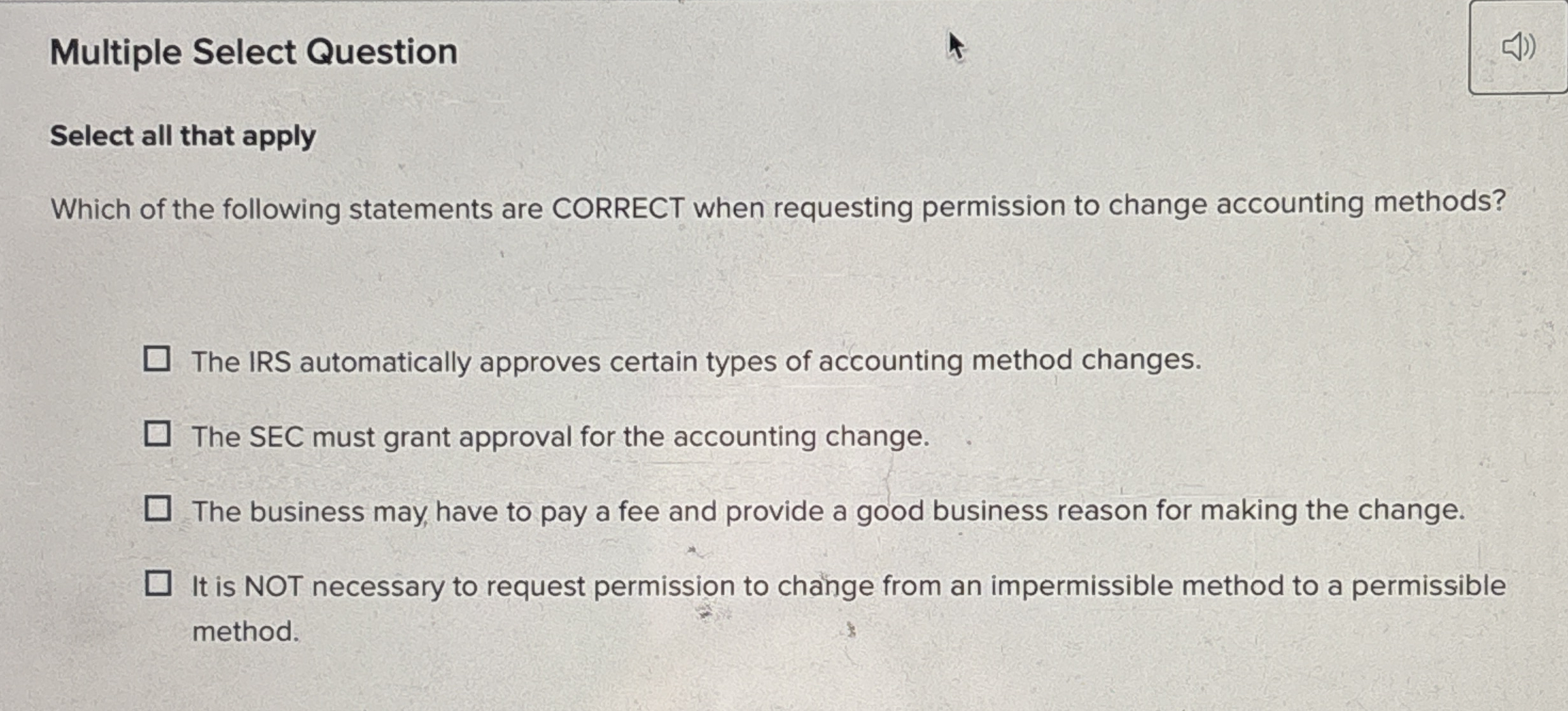 Multiple Select Question Select all that apply