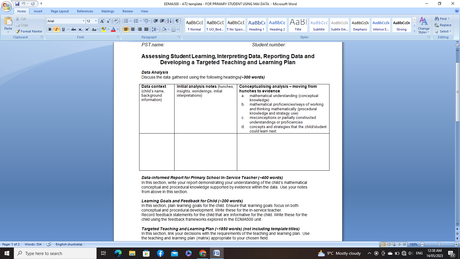 EDMA500 - AT2 template - FOR PRIMARY STUDENT