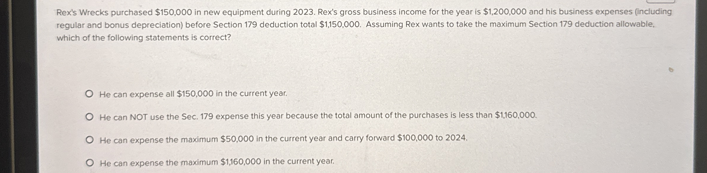 Rex's Wrecks purchased $ 1 5 0 , 0 0 0 in new