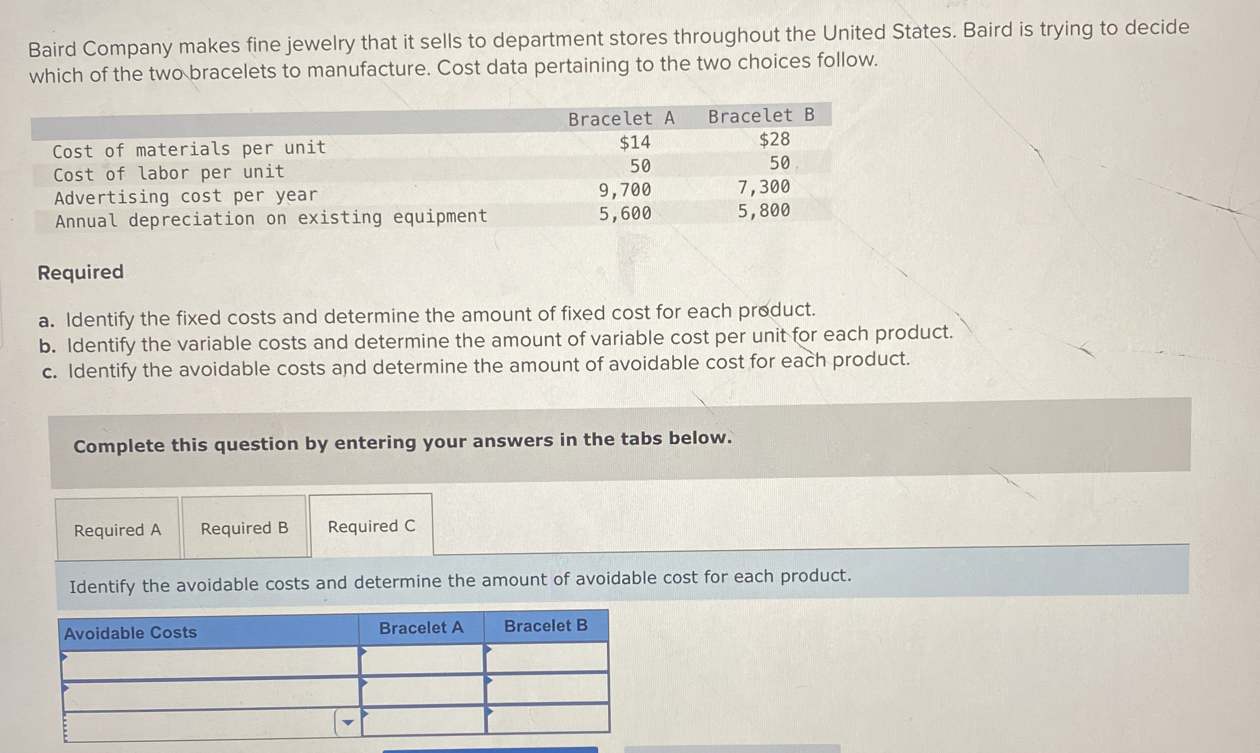 Baird Company makes fine jewelry that it sells to