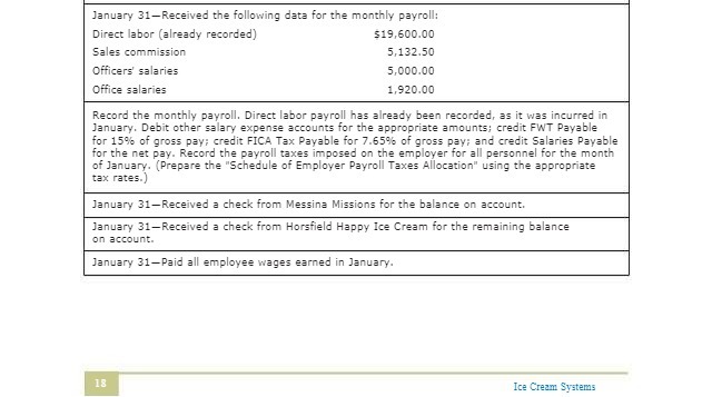 January 31-Received the following data for the