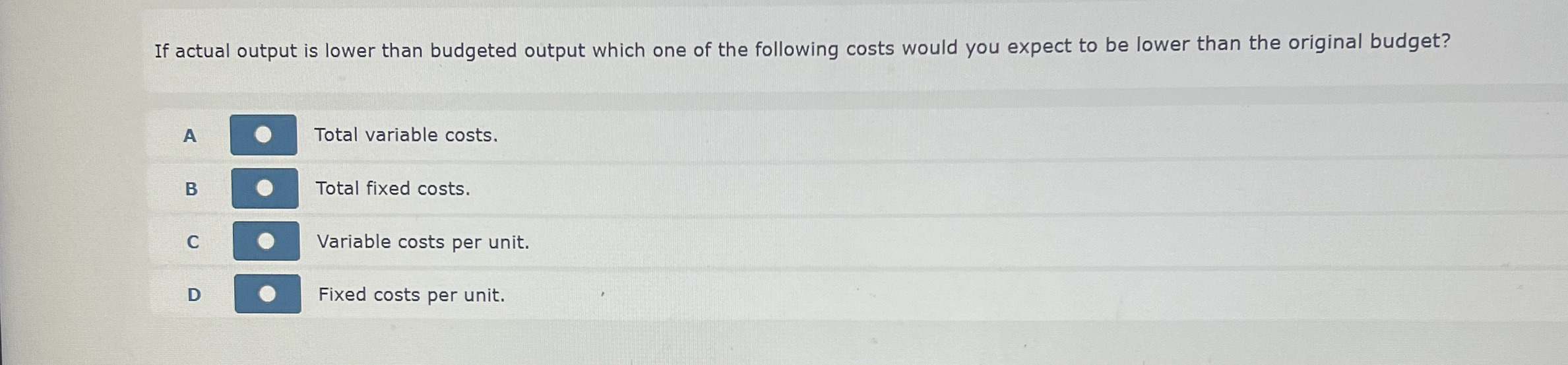 If actual output is lower than budgeted output