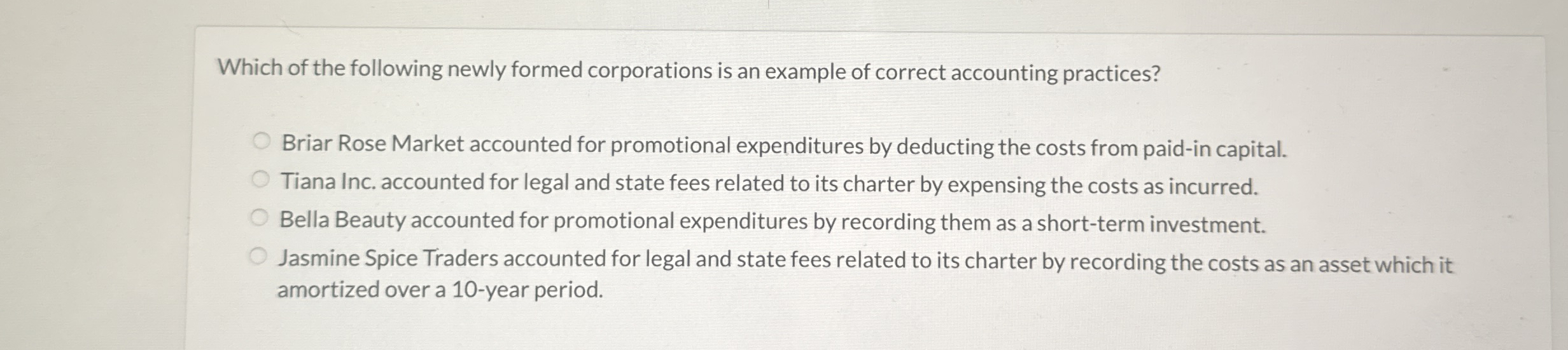 Which of the following newly formed corporations