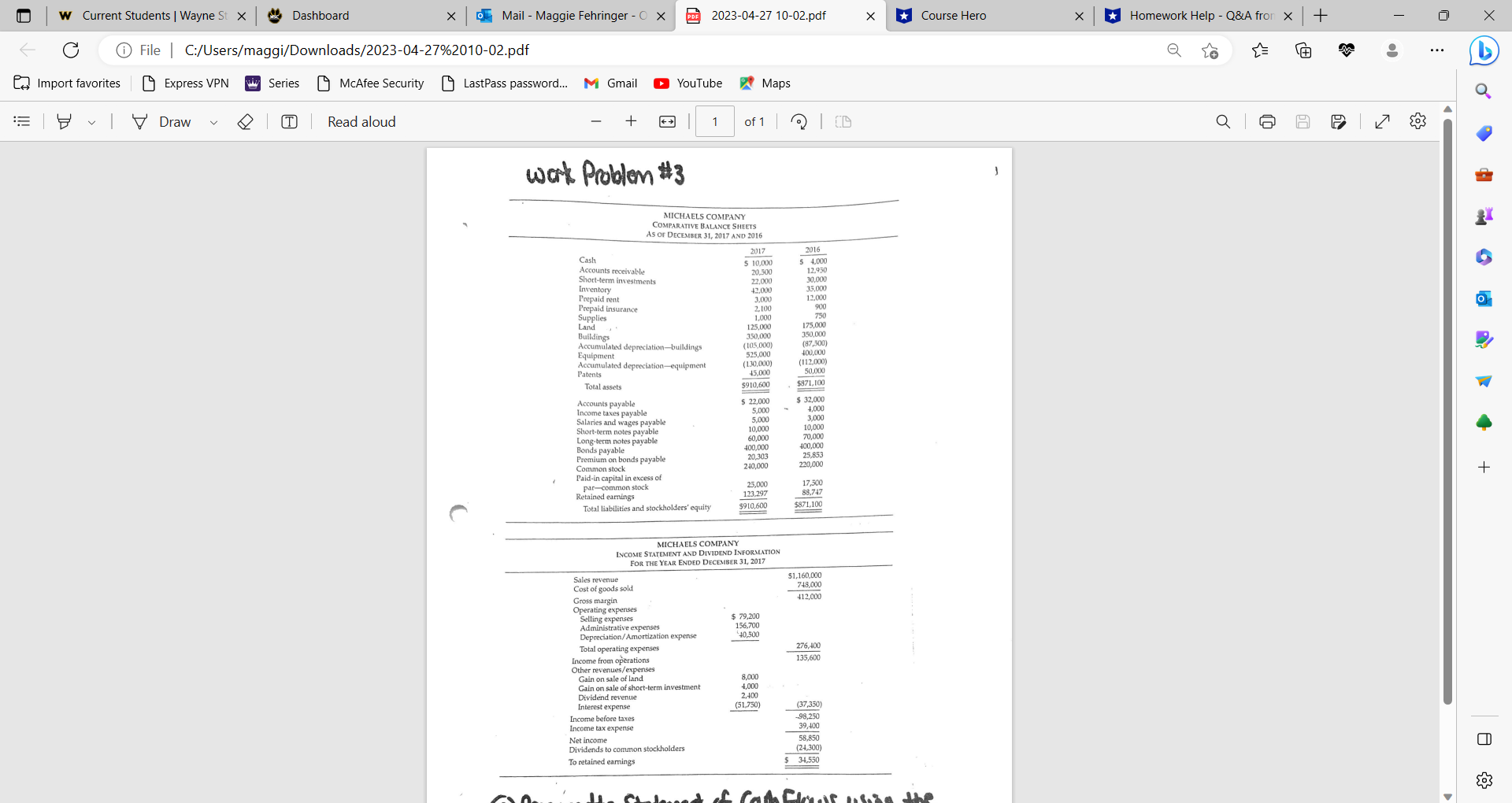 W Current Students | Wayne St X Dashboard X Mail