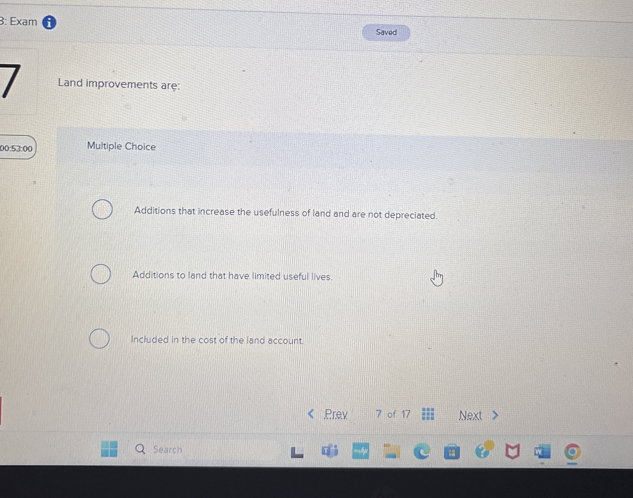 3 : Exam ( i ) Land improvements are: Multiple