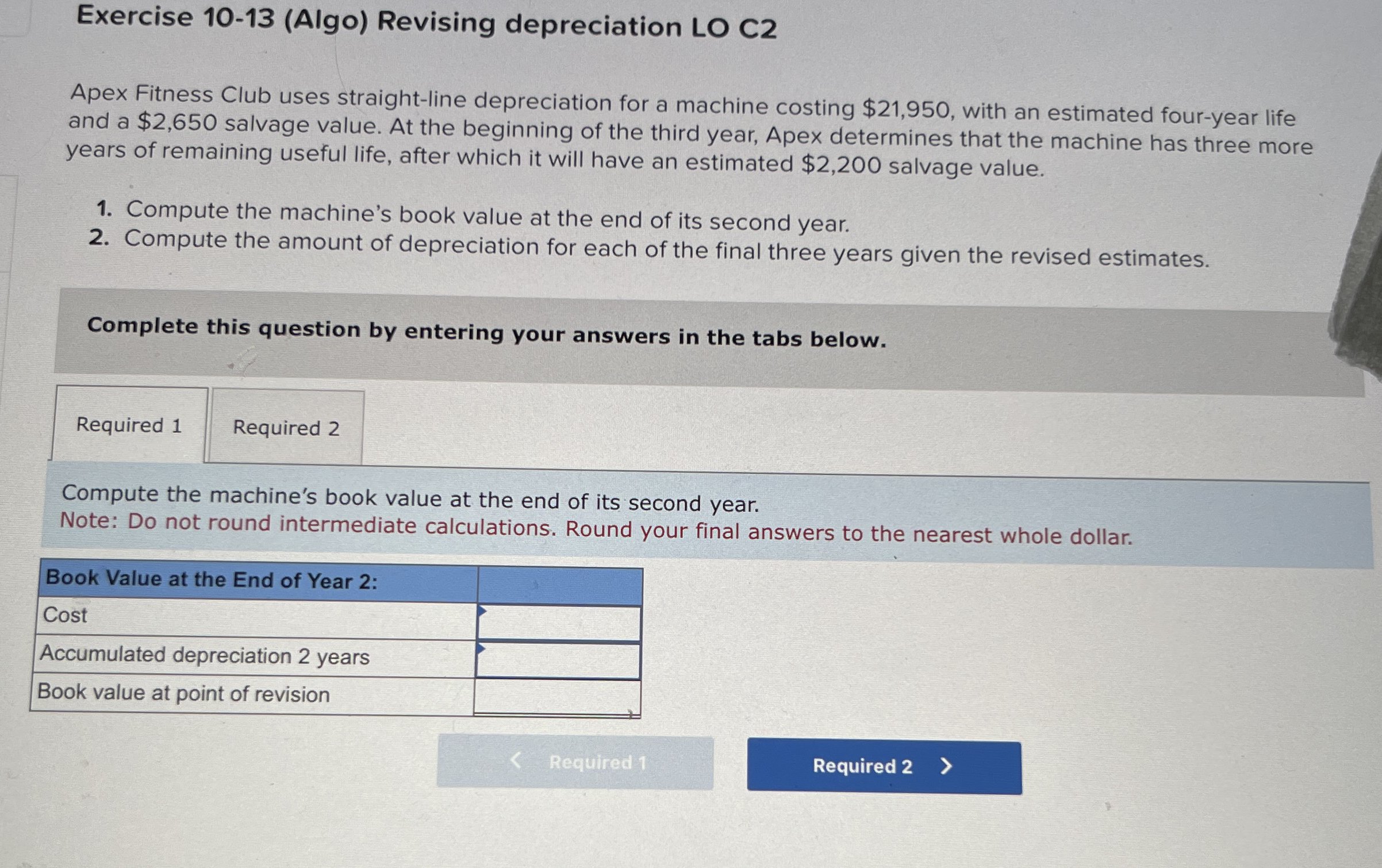 Exercise 1 0 - 1 3 ( Algo ) Revising depreciation
