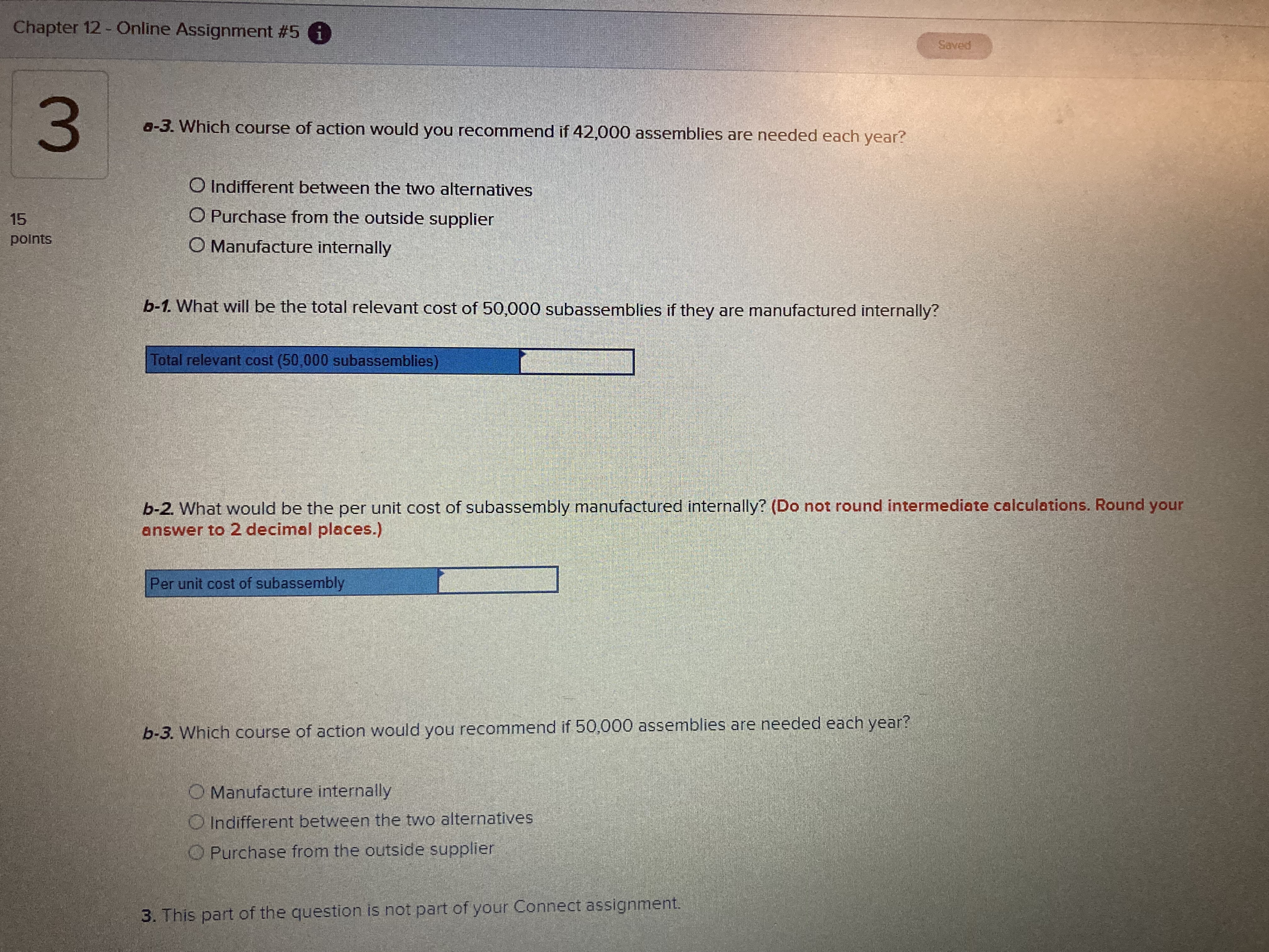 Chapter 12 - Online Assignment #5 i Saved 3 "That