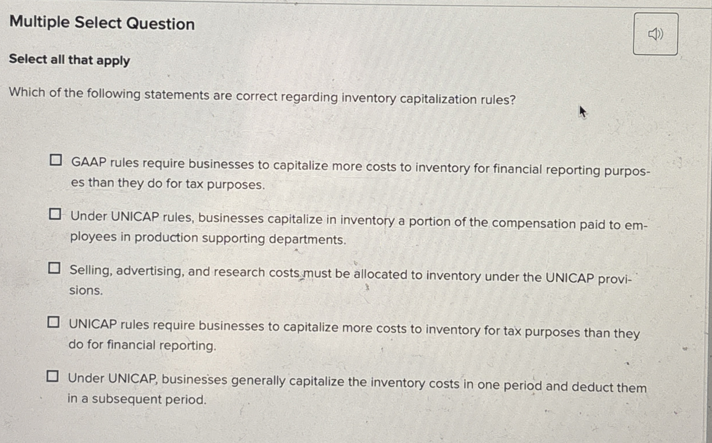 Multiple Select Question Select all that apply
