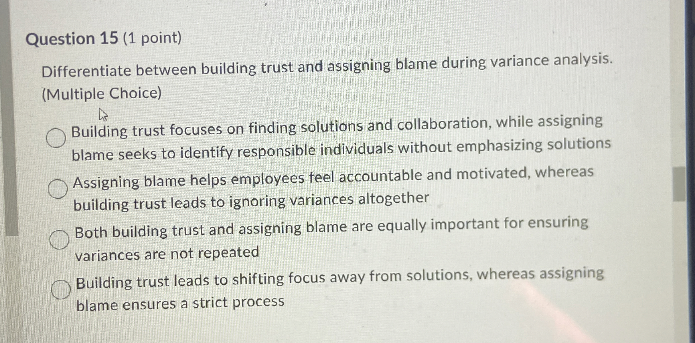 Question 1 5 ( 1 point ) Differentiate between