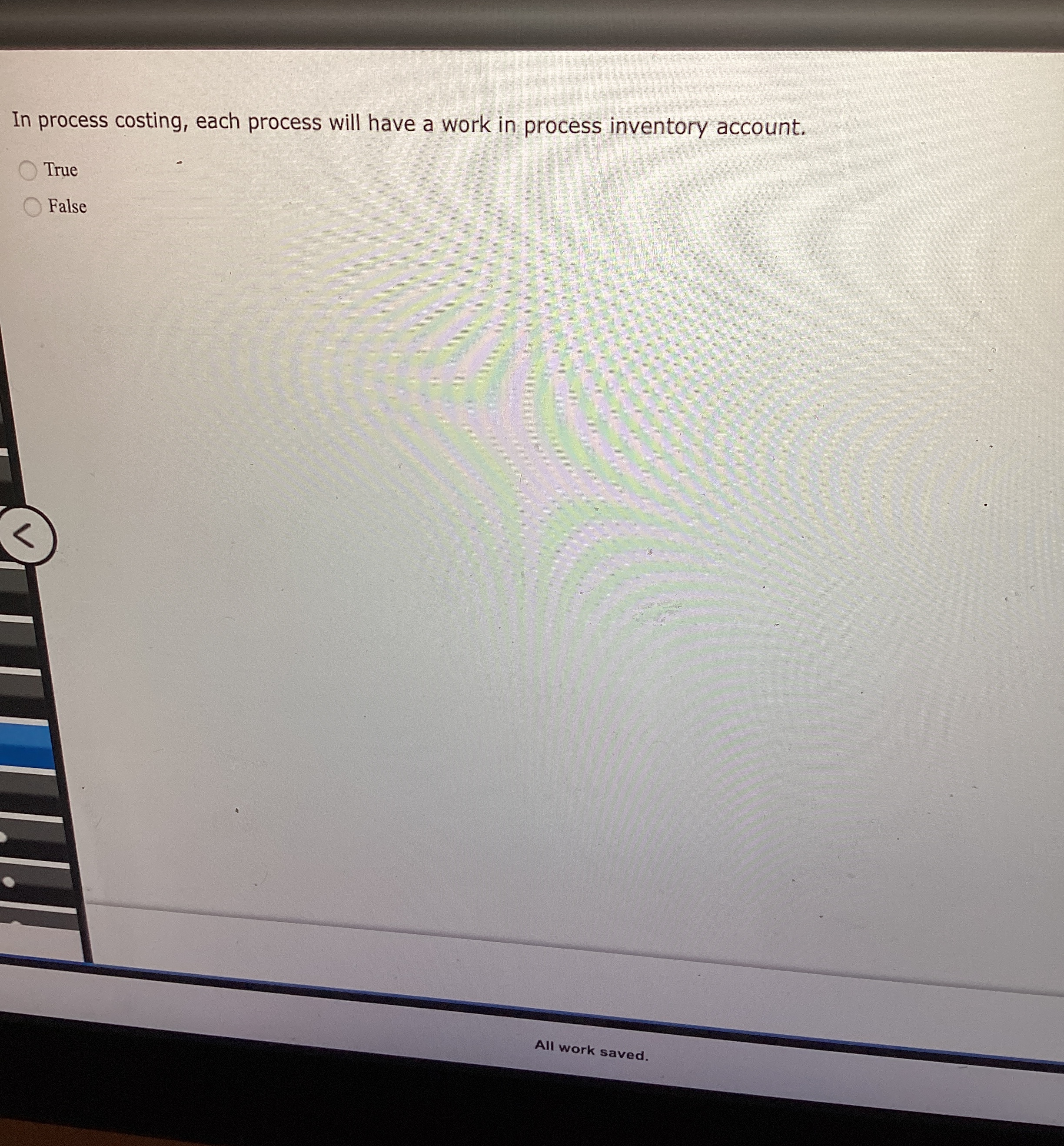 In process costing, each process will have a work