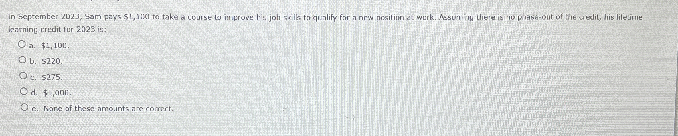 In September 2 0 2 3 , Sam pays $ 1 , 1 0 0 to
