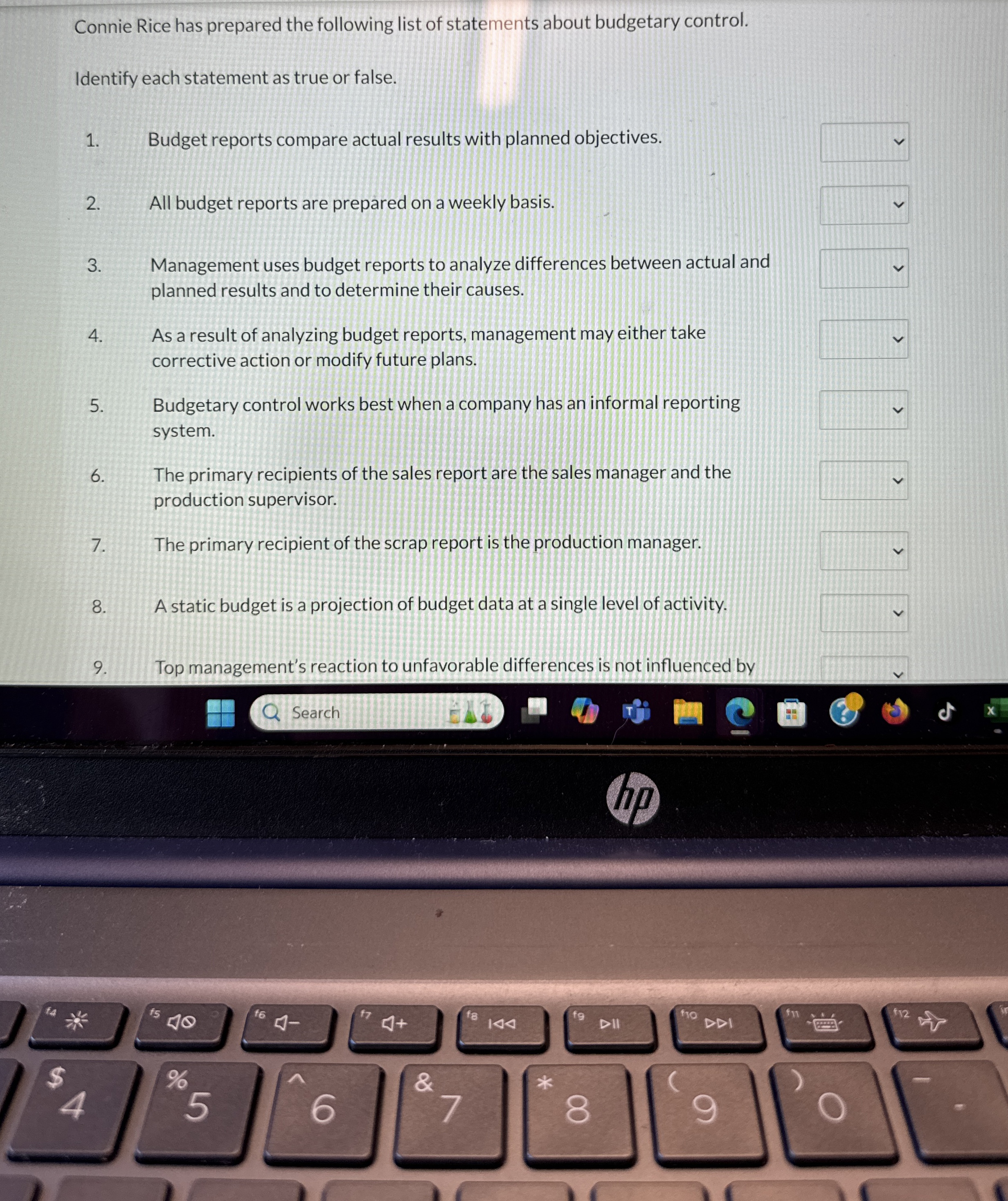 Connie Rice has prepared the following list of