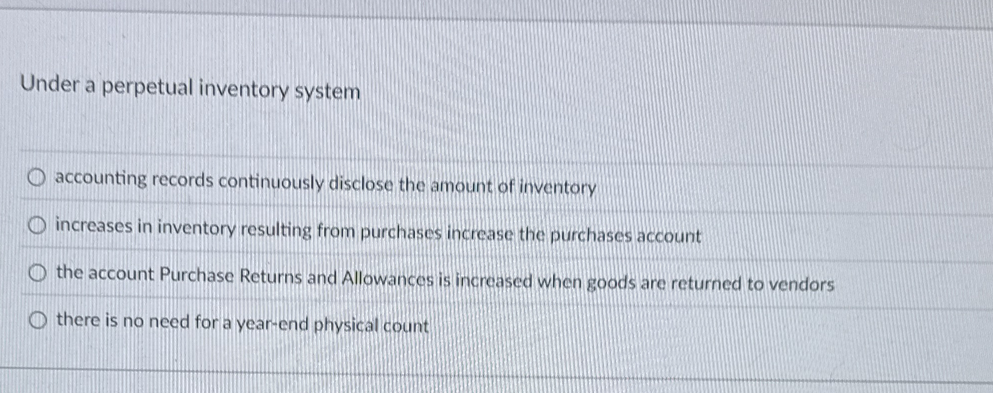 Under a perpetual inventory system accounting