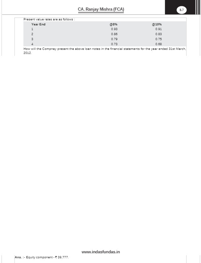 CA. Ranjay Mishra (FCA) 8.7 Present value rates