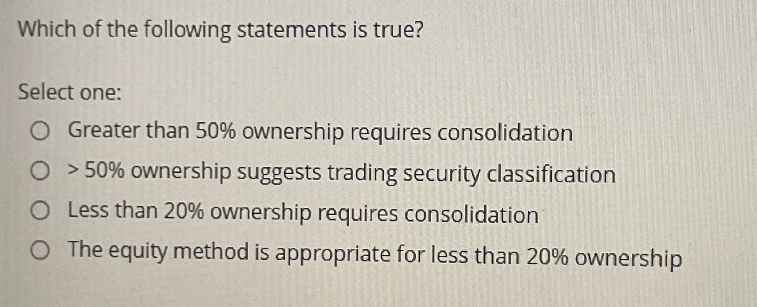 Which of the following statements is true? Select