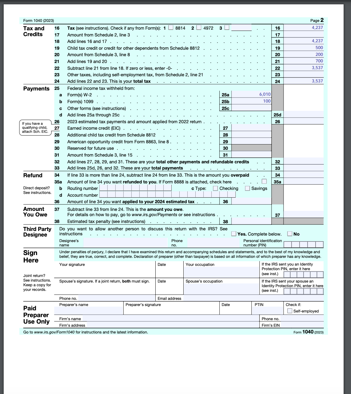 This assignment requires you to complete four tax