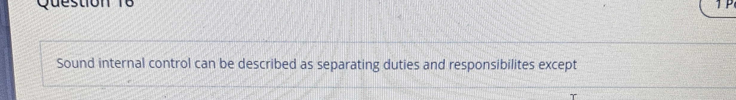Sound internal control can be described as