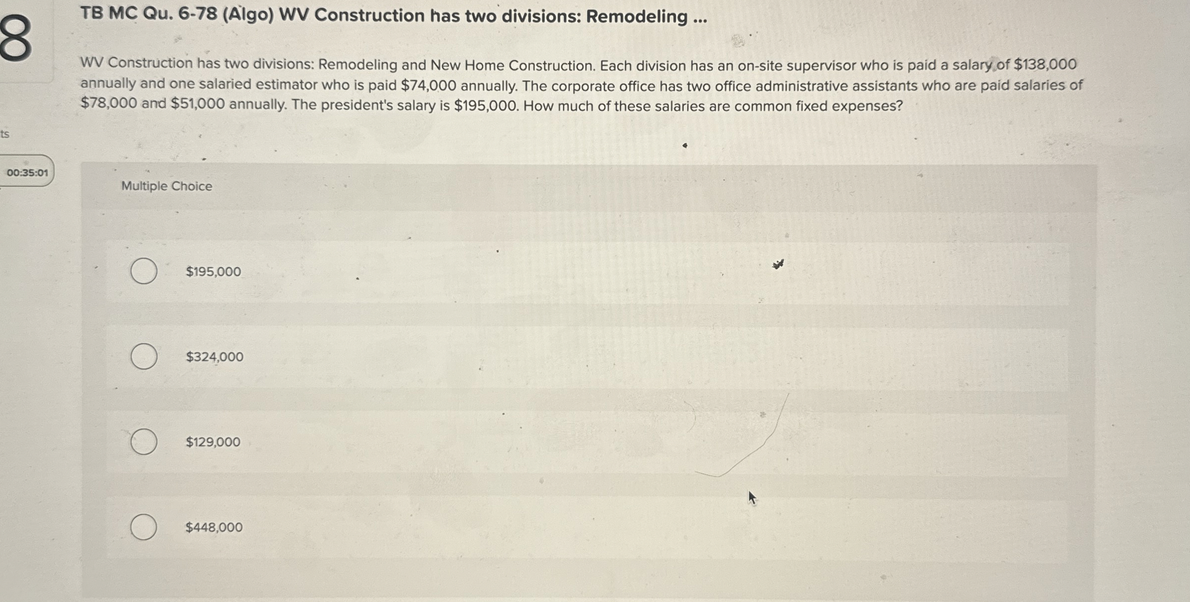 TB MC Qu . 6 - 7 8 ( Algo ) WV Construction has