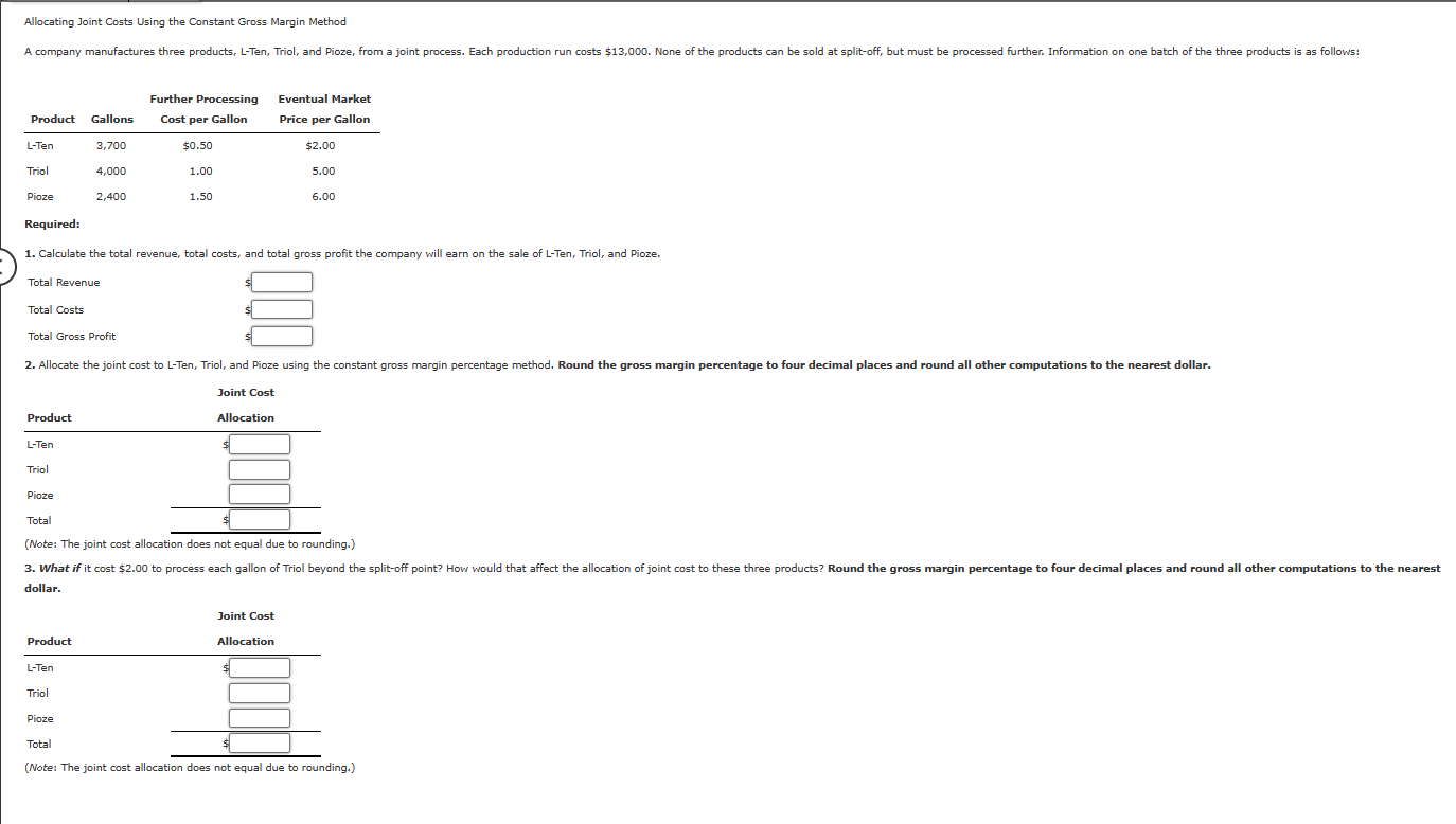 Allocating Joint Costs Using the Net Realizable