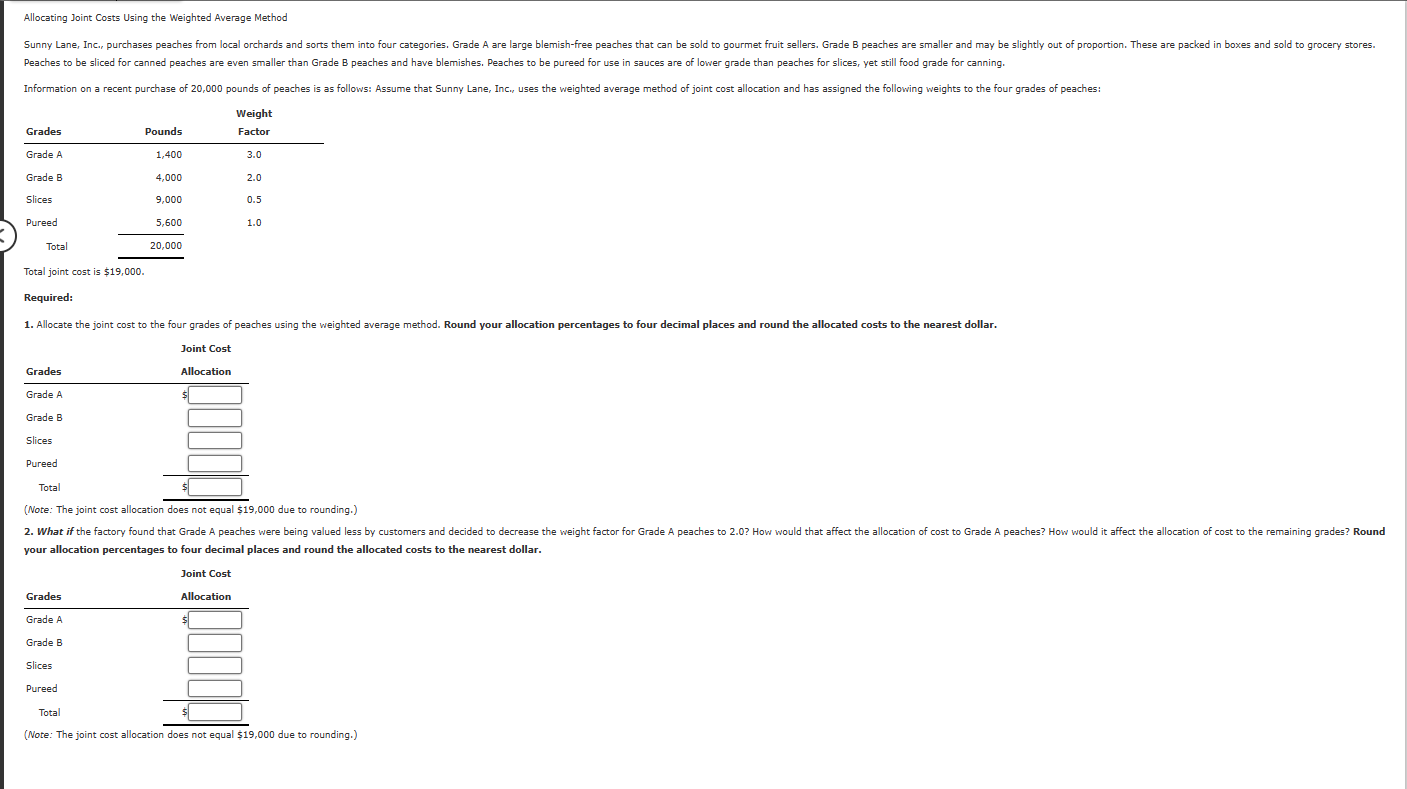 Allocating Joint Costs Using the Net Realizable