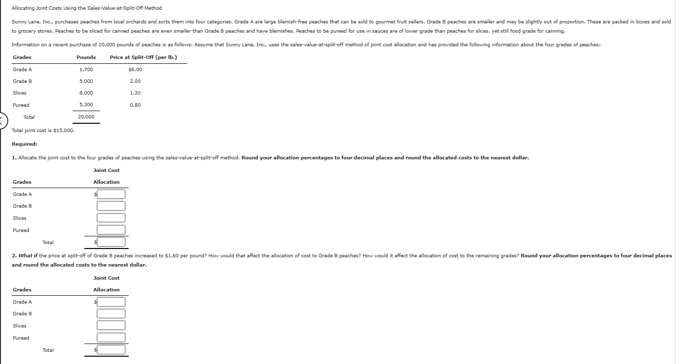 Allocating Joint Costs Using the Net Realizable