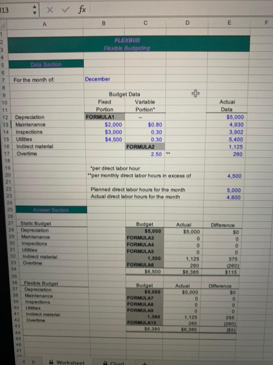 solve the following with formulas don't write