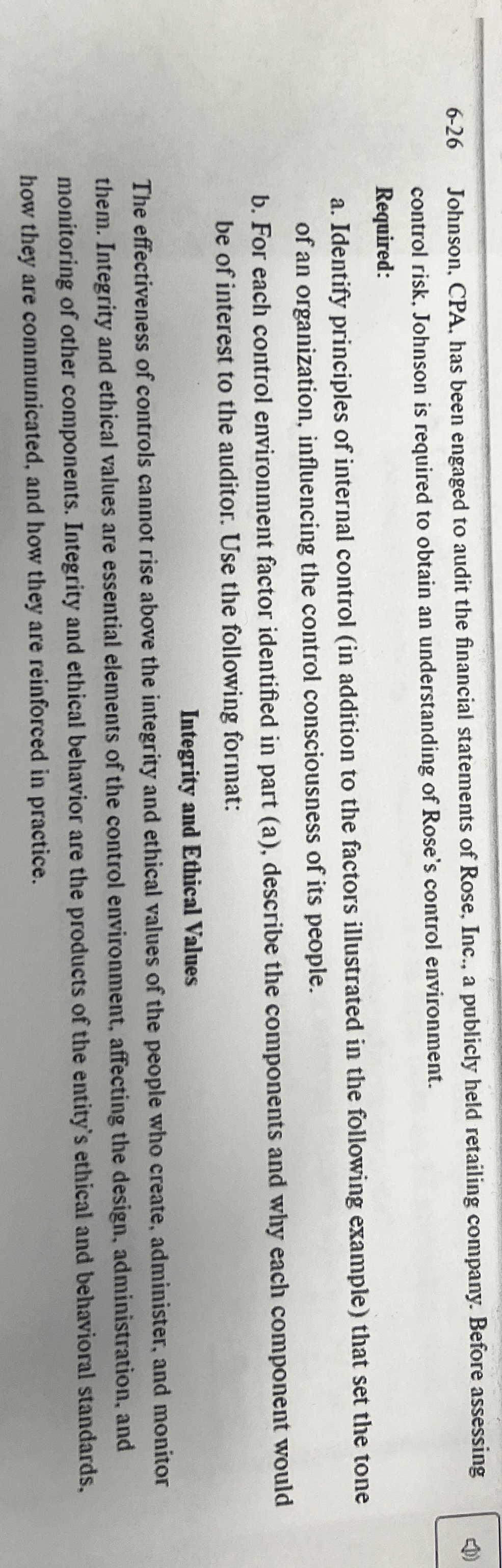 6 - 2 6 Johnson, CPA, has been engaged to audit