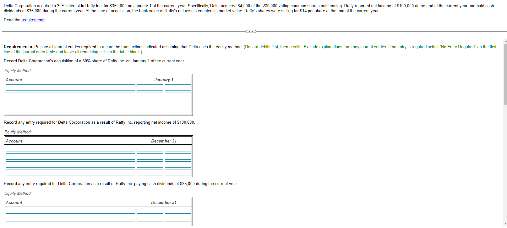Delta Corporation acquired a 30% interest in
