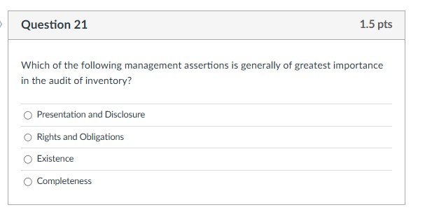 Question 2 1 Which of the following management